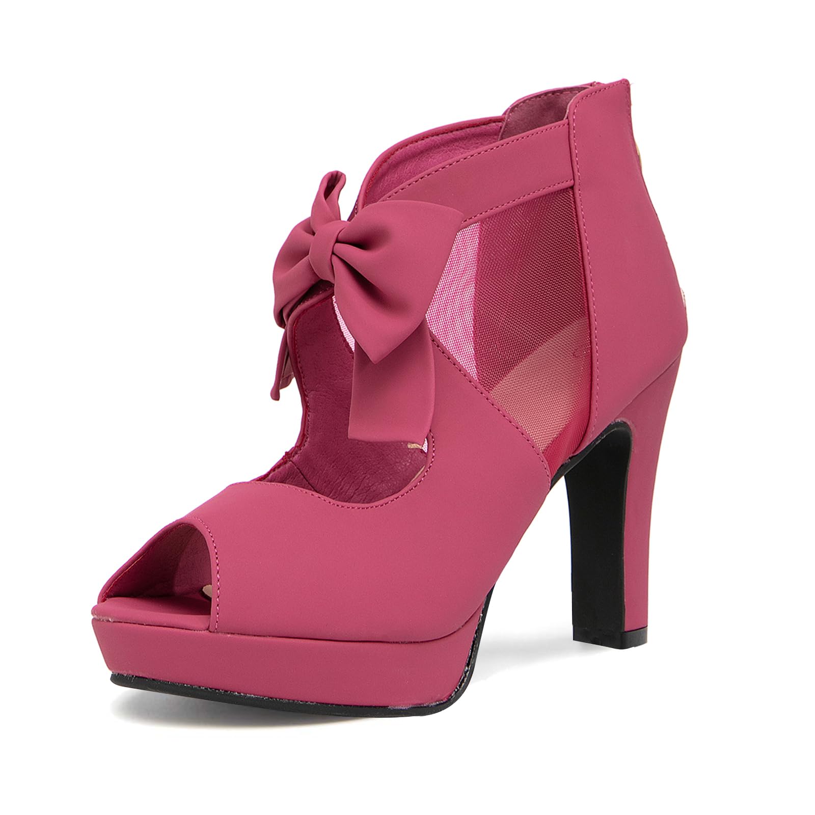 GATUXUS Open Toe Women Platform High Heel Shoes Bows Strappy Sandals