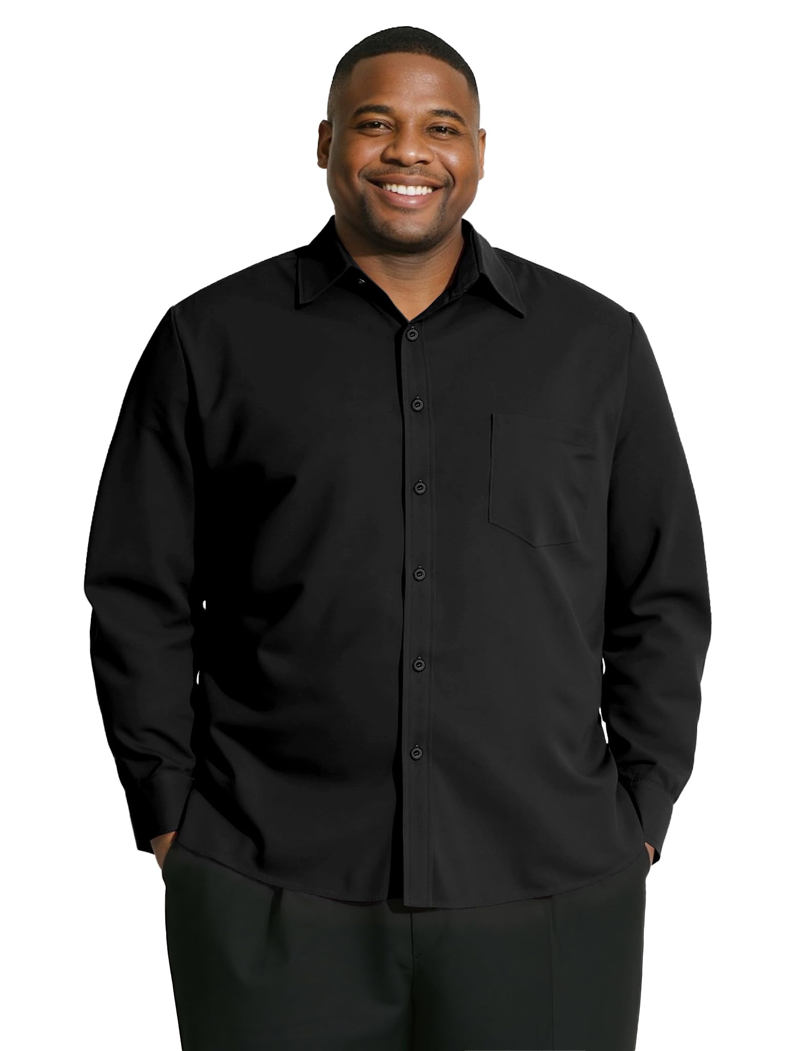 Yuyapu Big and Tall Shirts for Men, Long Sleeve Casual Dress Shirts Button Down with Pocket for Business,Travel,Daily Wear