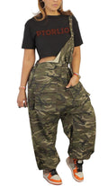 Sexy Plus Size Camo Overalls for Women Loose Fit Baggy Harem Bib Jumpsuit with Pockets