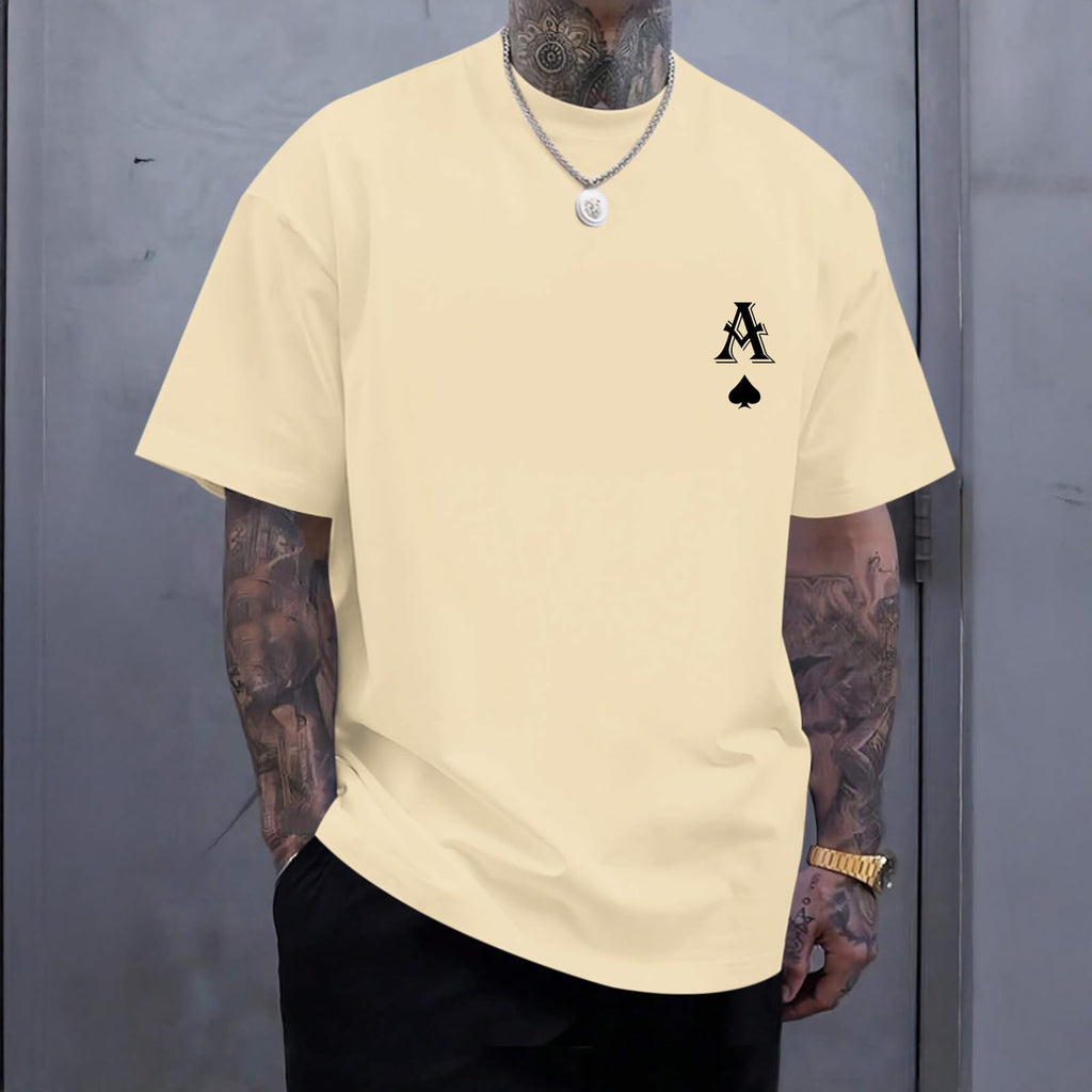 Zoemghc Men's Graphic Tees Vintage Oversize T Shirts Poker Ace of Spades Shirt Streetwear Rapper Casual Tee Top