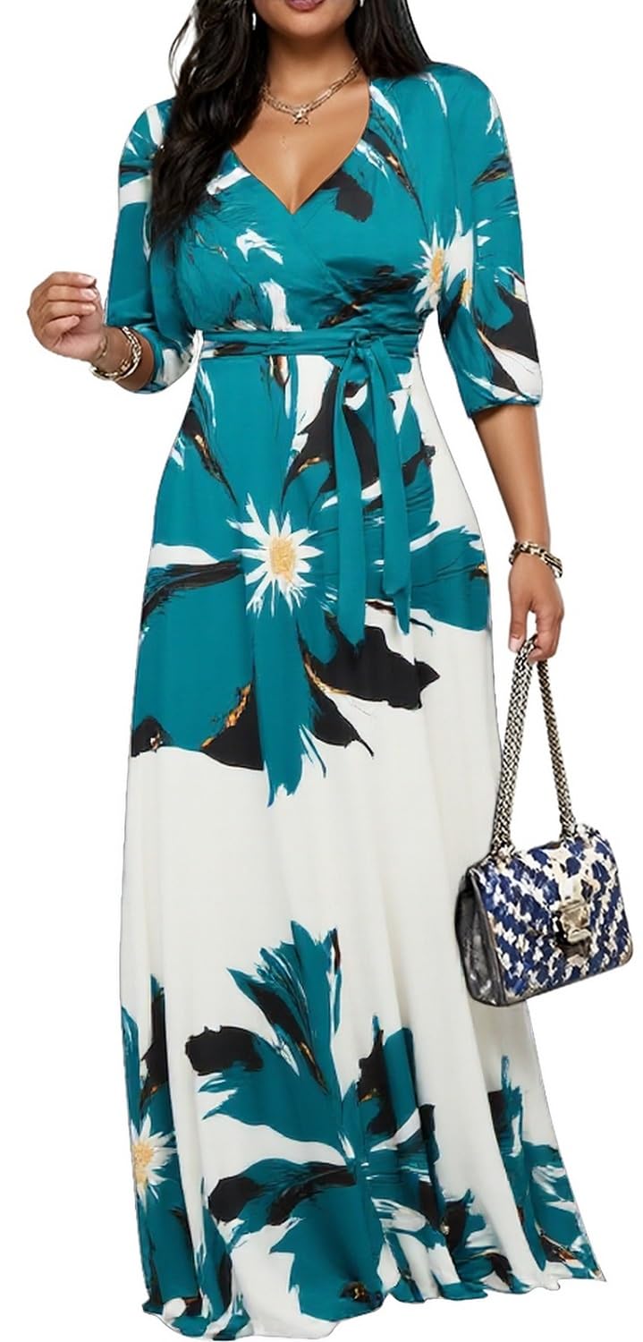 Maxi Dresses for Women Long Dress Casual V-Neck Loose Prom Dresses All Seasons