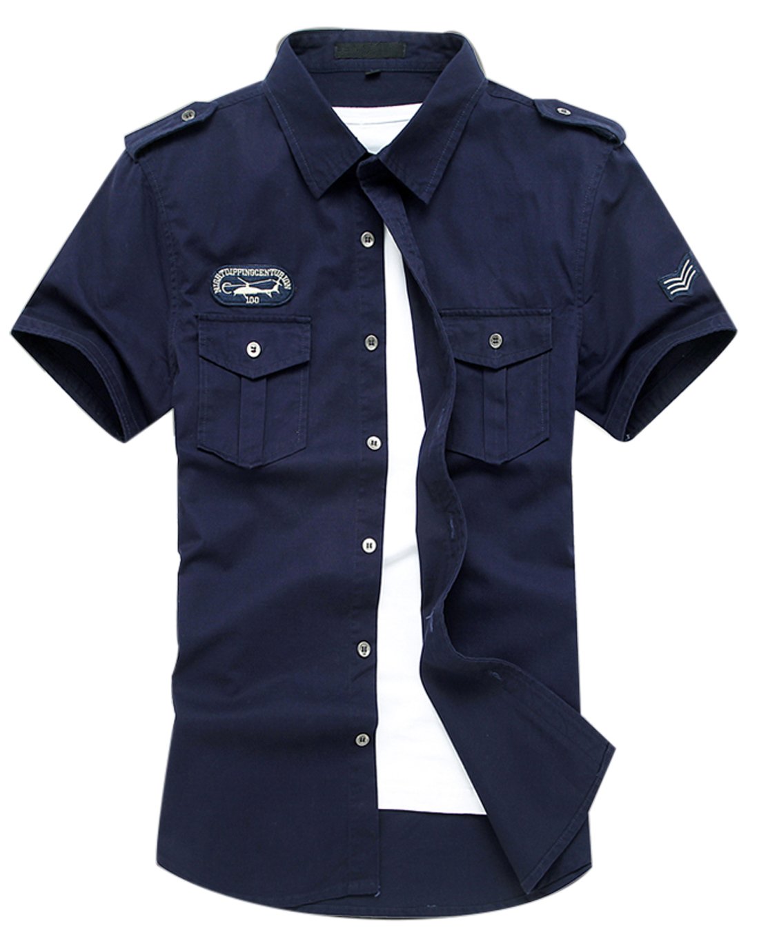 Gihuo Men's Military Tactical Shirt Short Sleeve Cargo Work Outdoor Hiking Camping Hunting Fishing