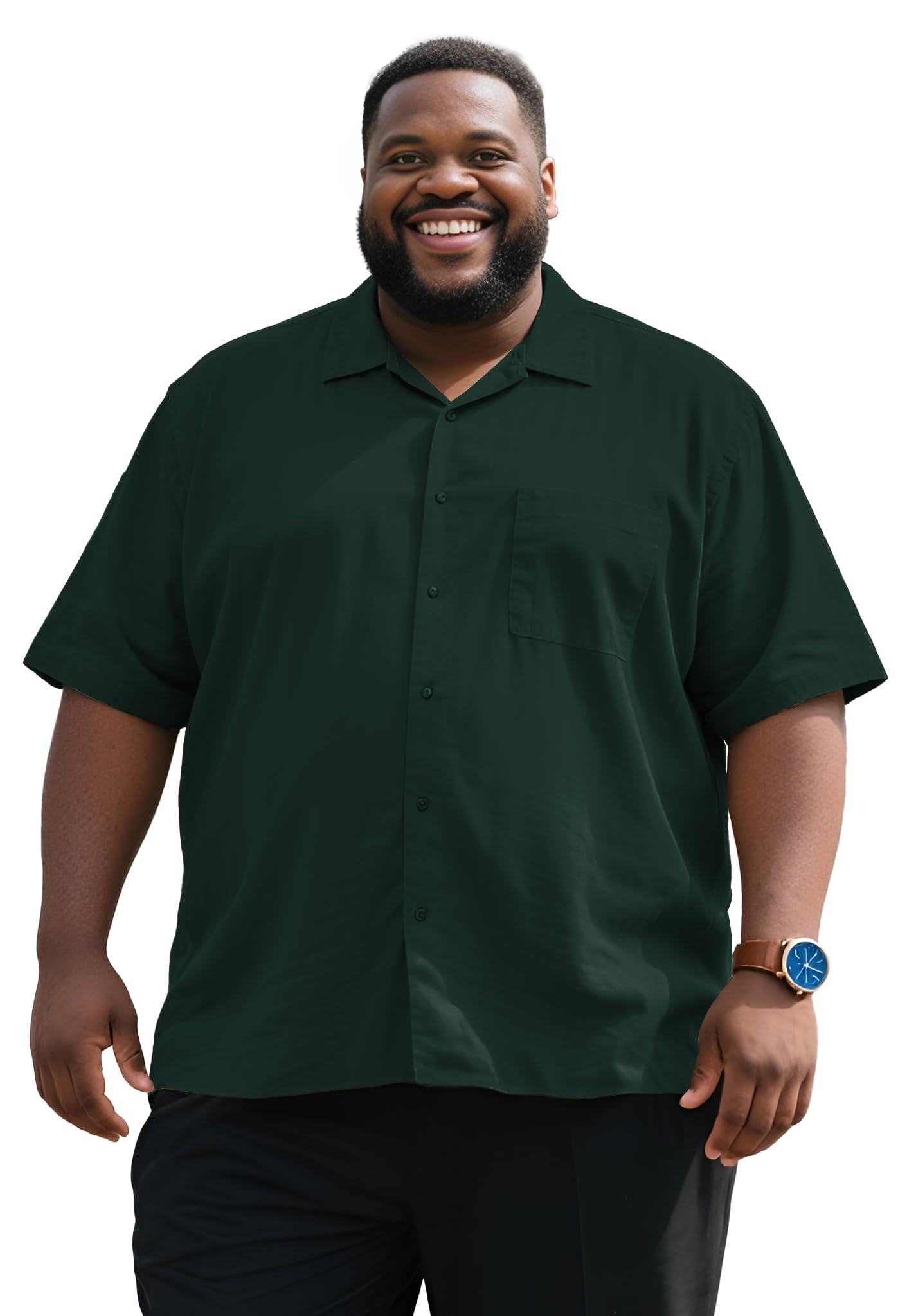 Yuyapu Button Down Shirt Men Causal Big and Tall Shirts for Men Short Sleeve Button up Summer Beach Work Shirts Plus Size