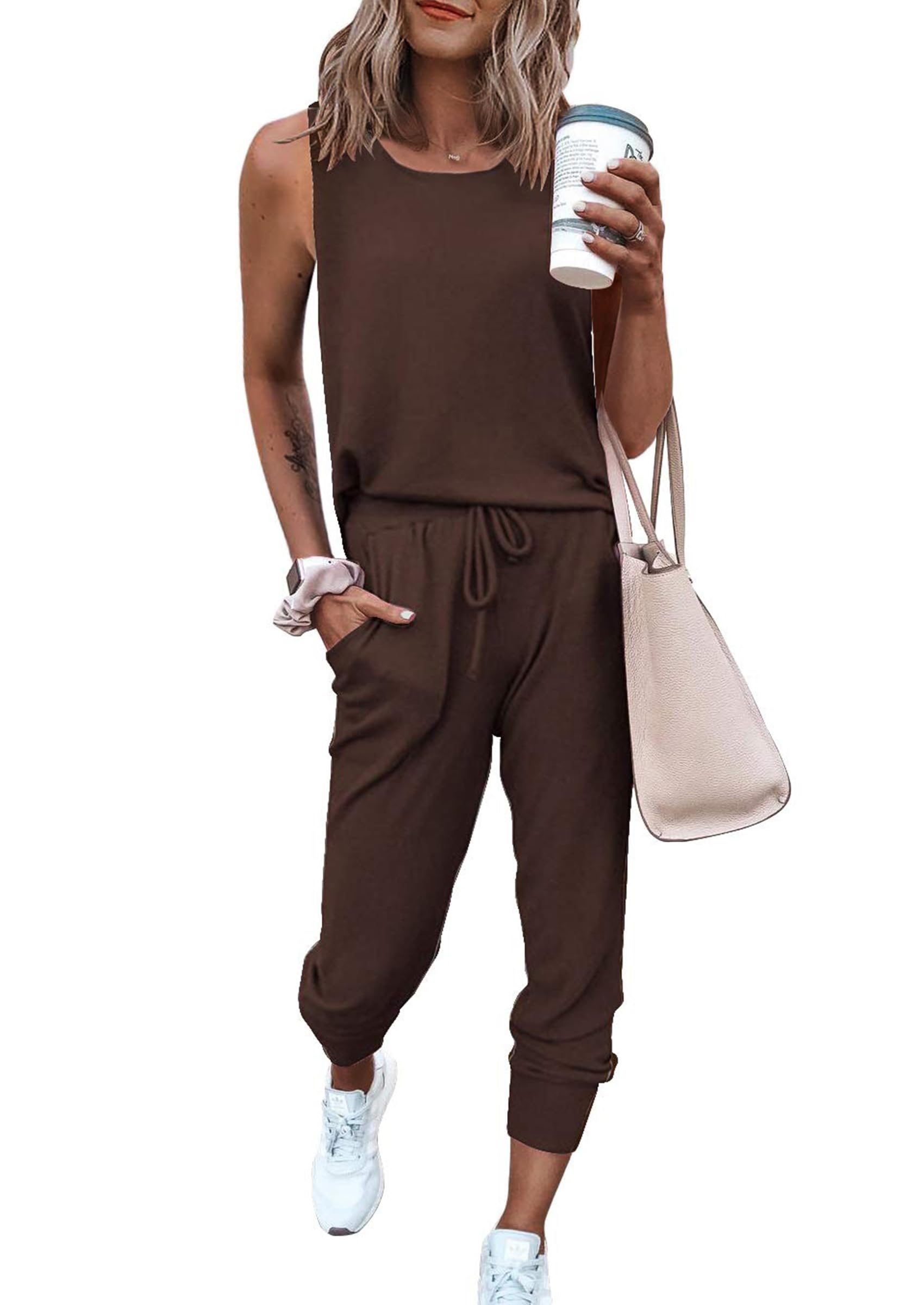 PRETTYGARDEN Women's Two Piece Outfit Sets Casual Summer Sleeveless Matching Lounge Wear Spring Travel Clothes Tracksuit