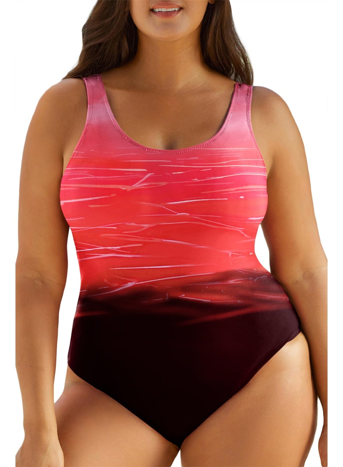 Eytino Plus Size Swimsuit for Women Back Crisscross Sports Tummy Control One Piece Bathing Suits(1X-5X)