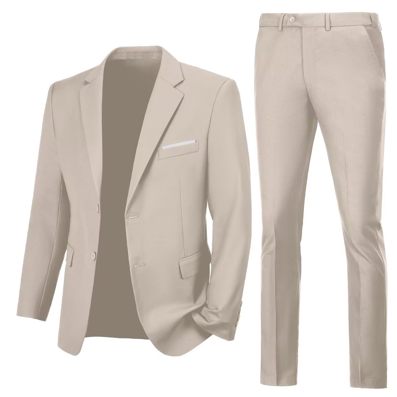 Lynerun Mens 2 Piece Slim Fit Suit Two Button Formal Solid Suit Jacket Pants Set Wedding Work Prom Tuxedo Men