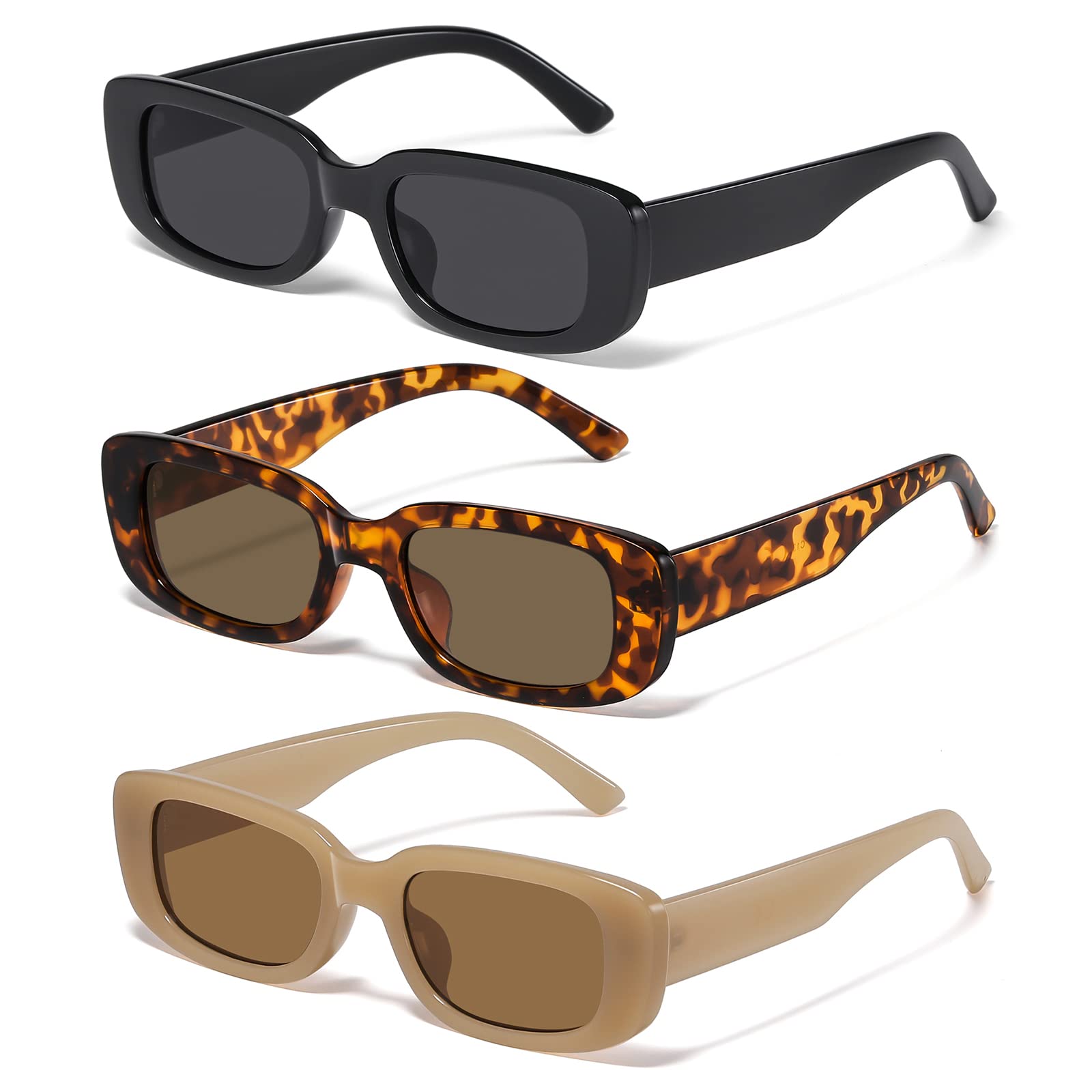 JASPIN Rectangle Sunglasses for Women Men Trendy Y2k Retro 90s Sun Glasses UV Protection Cool Square Frame