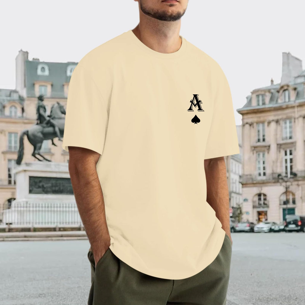 Zoemghc Men's Graphic Tees Vintage Oversize T Shirts Poker Ace of Spades Shirt Streetwear Rapper Casual Tee Top