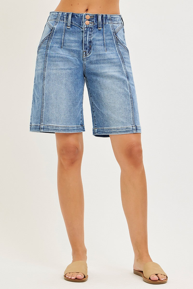 RISEN 2-Button Slouchy Bermuda Shorts with Pockets