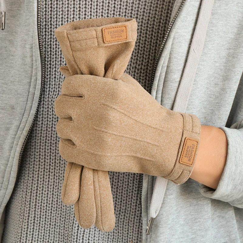 Men's Winter Fleece-lined Warm Wind-proof And Cold Protection Touch Screen Cycling Gloves