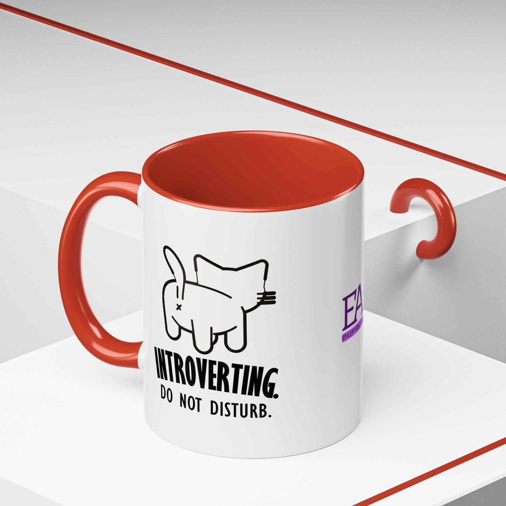 Introverting. Do Not Disturb. Two-Tone Cat Coffee Mug (11oz & 15oz)