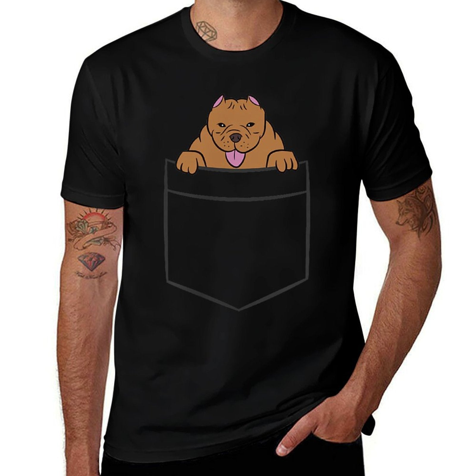 American Bully In The Pocket Cute American Bully  Fade-proof Color T-Shirt