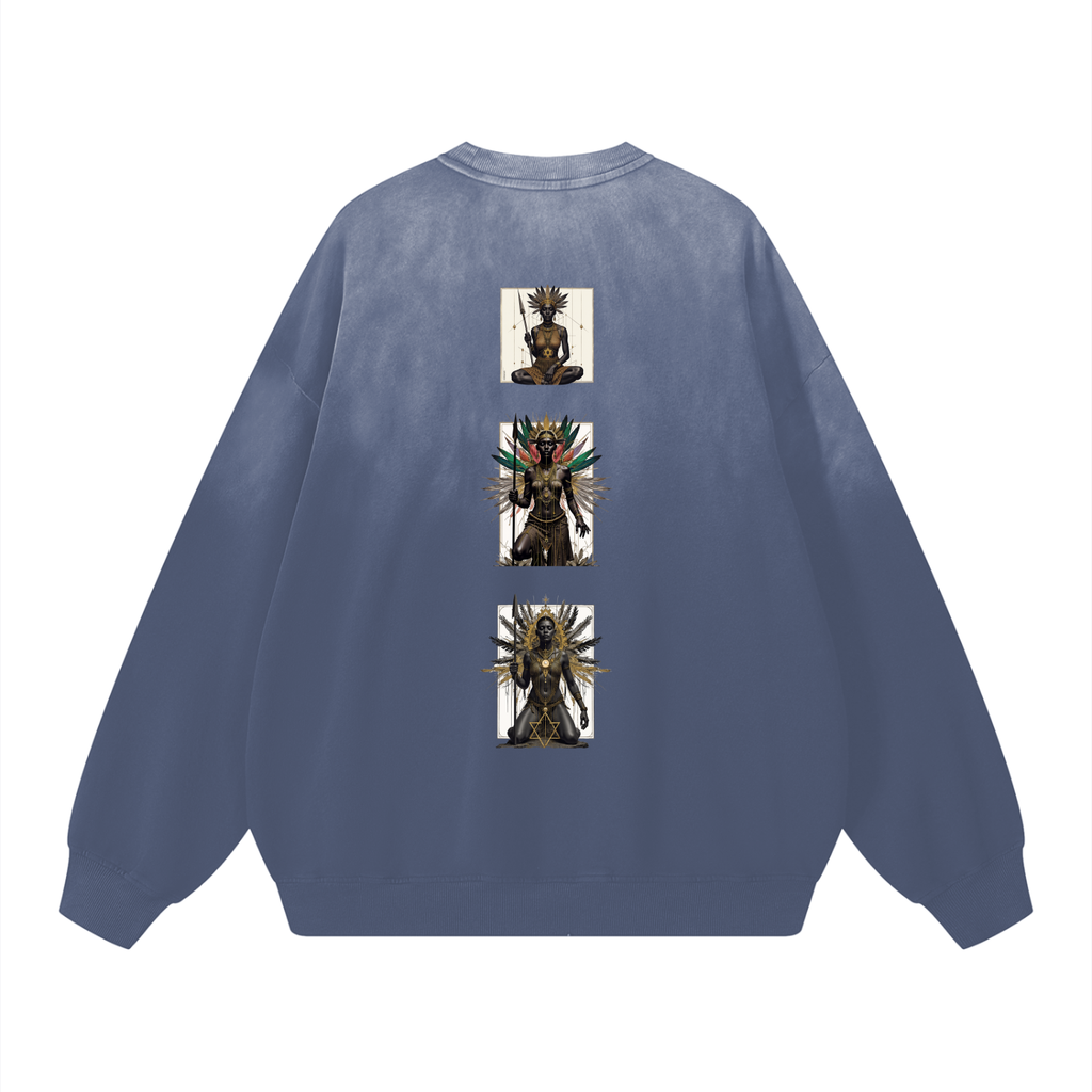 Amaru Khan Stars Handcrafted Vintage Wash Drop-Shoulder Sweatshirt