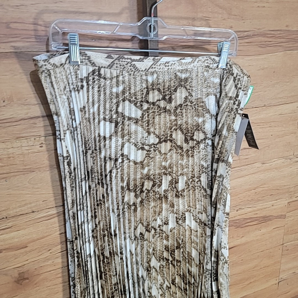 Lauren Ralph Lauren Size 12 Brown Snake Print Pleated Skirt NWT