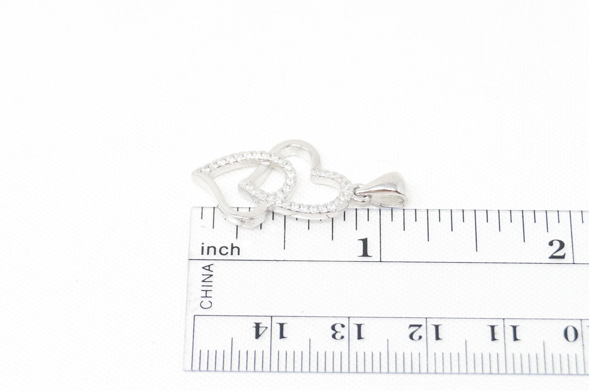 Vintage Open Hearts Forever Link Collection CZ Sterling Silver Necklace Pendant