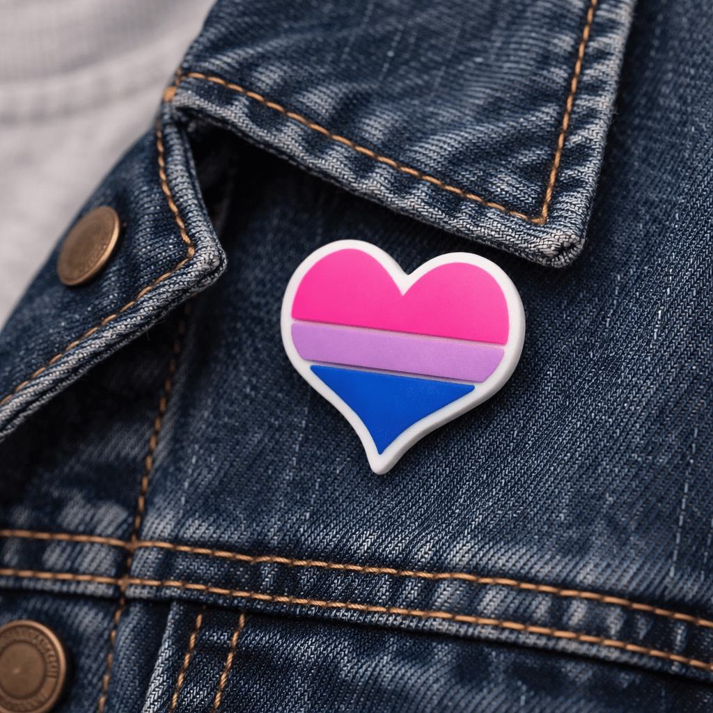 Bisexual Pride Flag Silicone Heart Pins