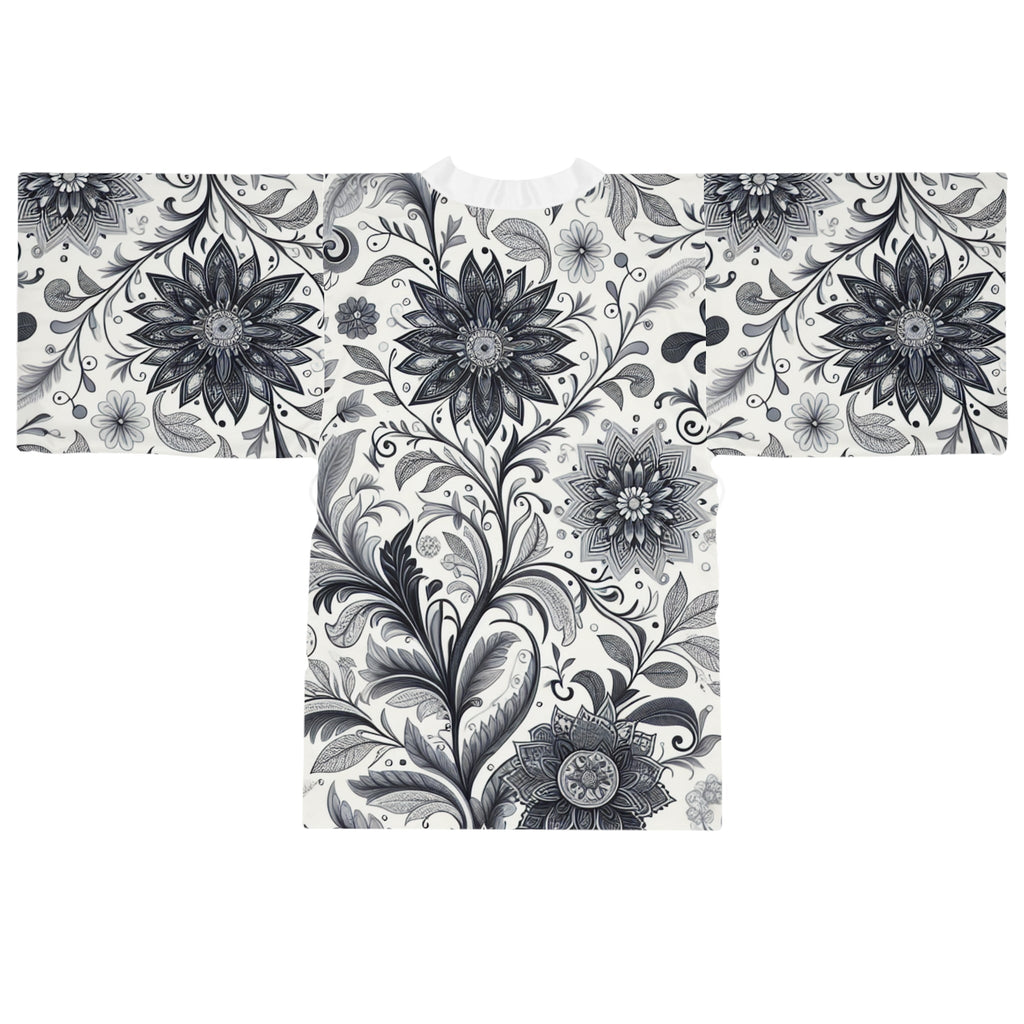 Elegant Floral Long Sleeve Kimono Robe, Stylish Lounge Wear, Perfect for Relaxation, Gift for Her, Home Spa Essentials, Beautiful Design