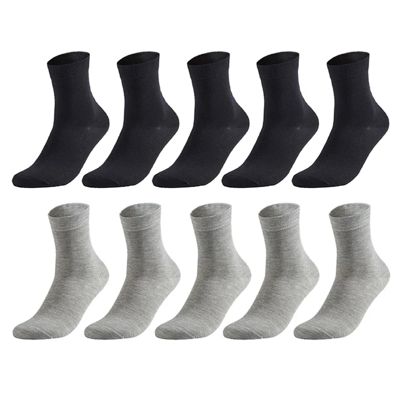 10 Pairs Men'S Cotton Socks New Style Black Business Men Socks Soft Breathable Summer Winter for Male Socks plus Size 38-47