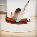 Clip-On Feather Hat Band-Blue Turq w/ Tan Feathers 954p