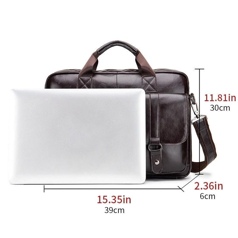 Cowhide Men's Briefcase Large Capacity