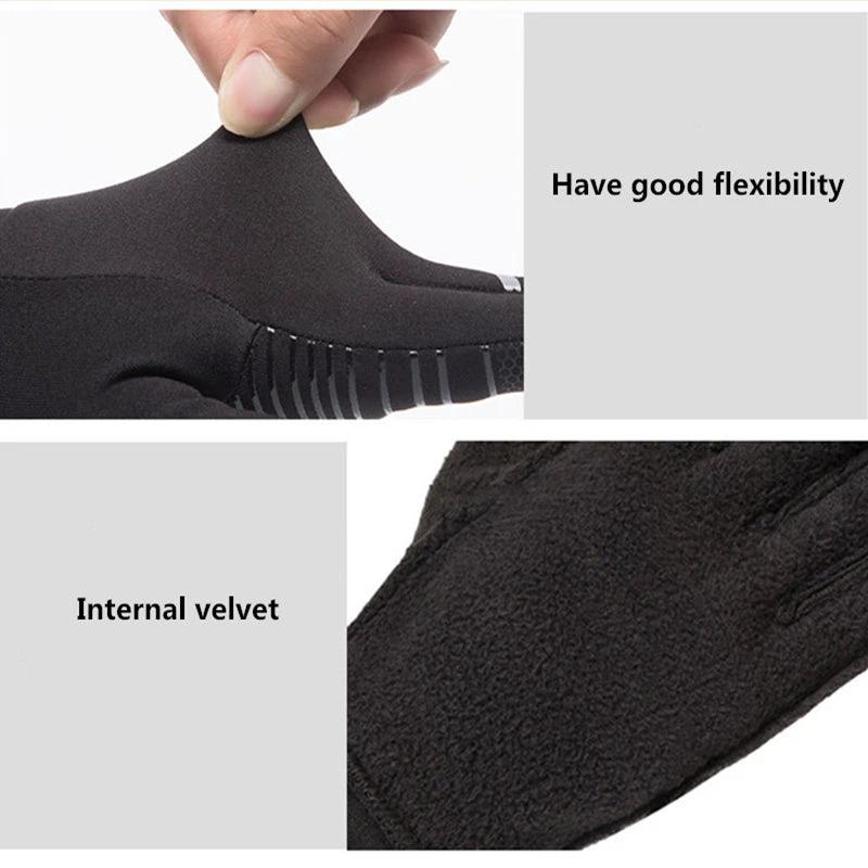 Reflective Velvet Warm Gloves For Men