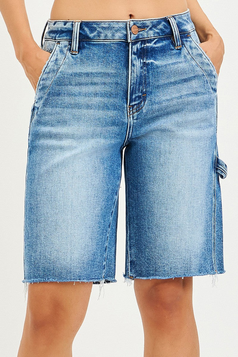 RISEN High Rise Bermuda With Side Tab Detail
