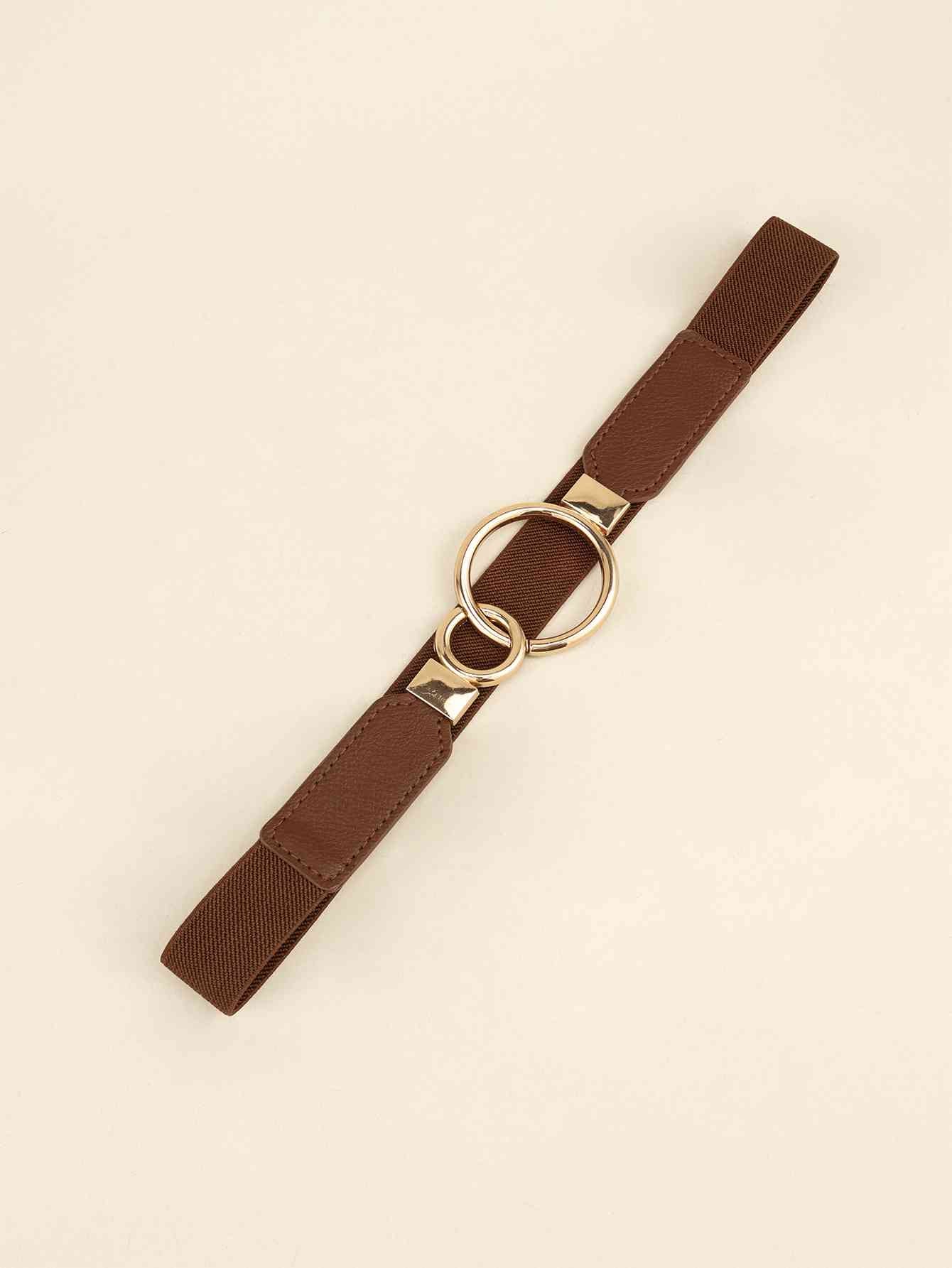ElegantStyle Double Ring Buckle Elastic PU Belt – Adjustable Comfort Fit See size chart under “more details”
