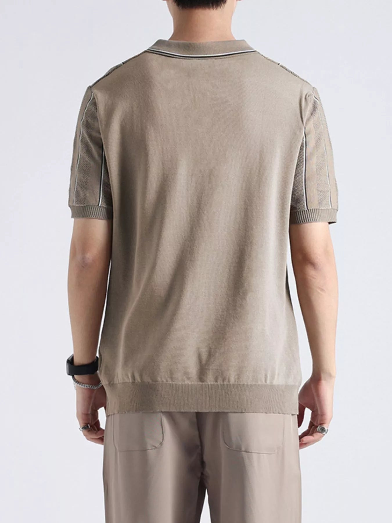 Men's Plus Size Striped Knit Short Sleeve Polo