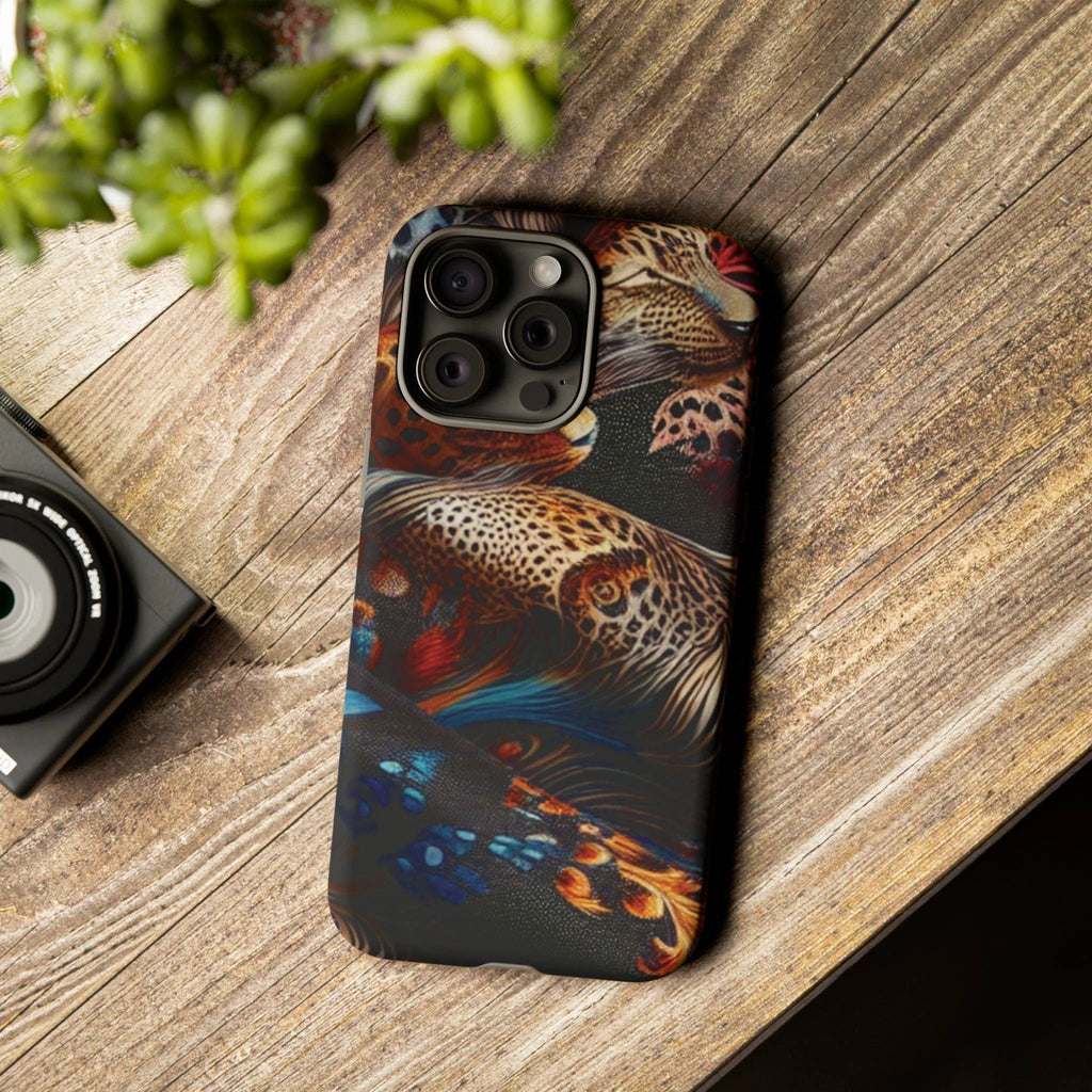 Stylish Tough Phone Case with Elegant Black and Gold Design