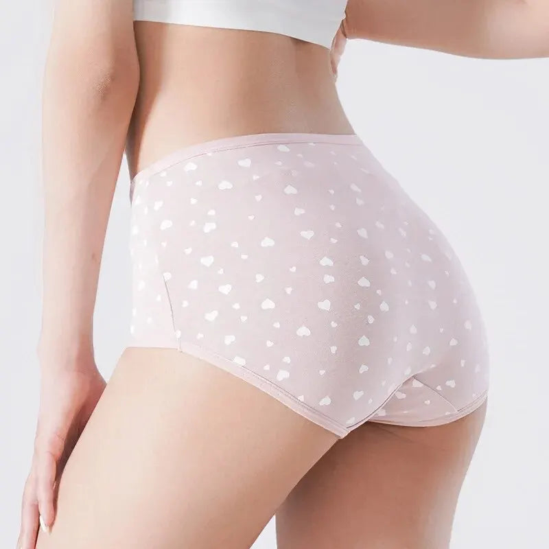 4Pcs Women'S Panties High Waist Underwear Fashion Print Girls Briefs Breathable Cotton Panty plus Size M-5XL Female Lingerie