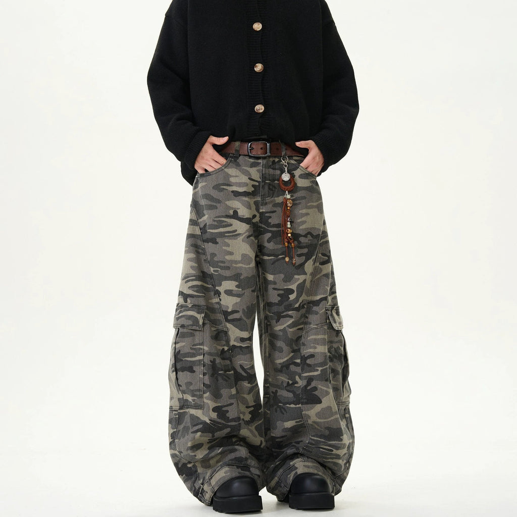 Men's Camouflage Loose Casual Retro Machete Jeans