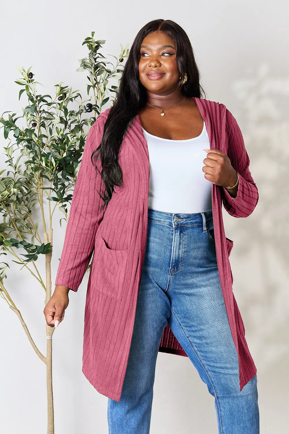 Basic Bae Full Size Hooded Cardigan