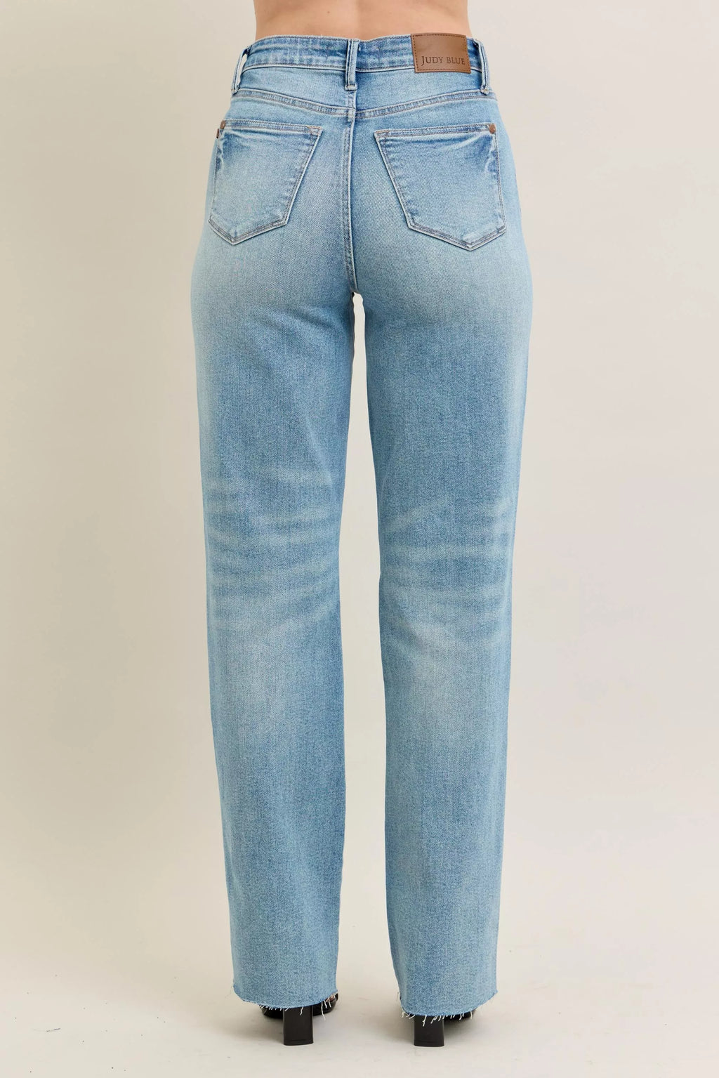 Judy Blue High Waist Rigid Jeans With Edgy Magic Star Destroy Detail 90s Straight Leg Plus Size