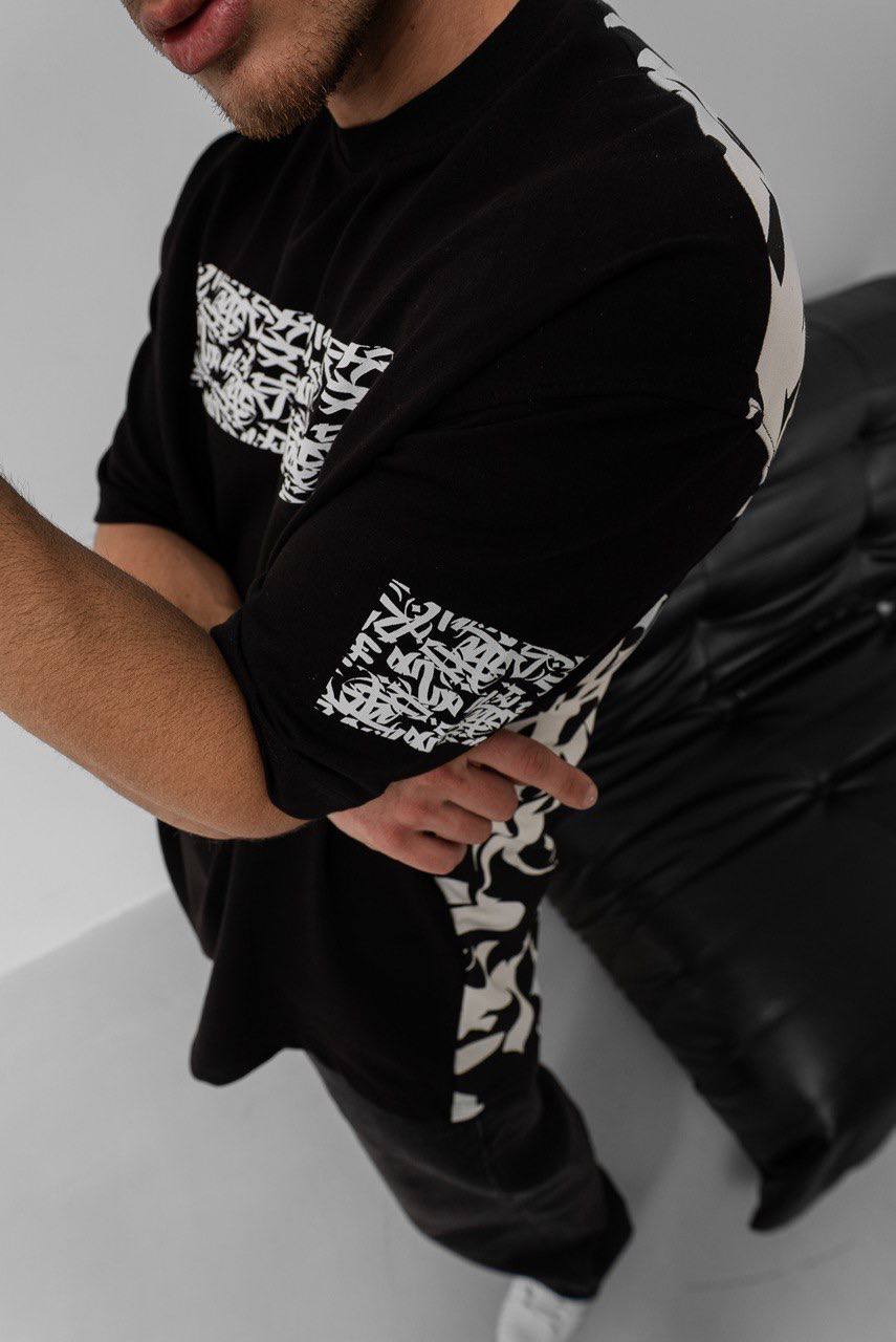 Graffiti Print Oversized T-Shirt - Unisex Urban Streetwear Tee