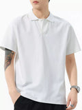 Men's Full Size Button Detail Short Sleeve Polo Plus Size