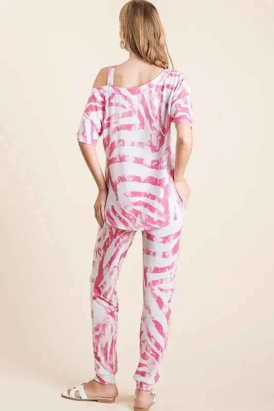 BiBi Zebra Print French Terry Stylish Two-Piece Set