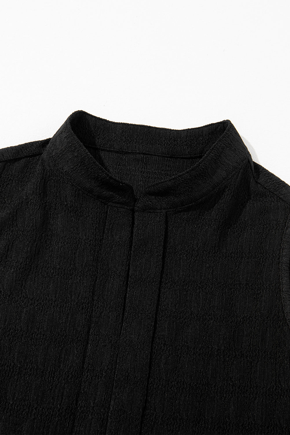 Sleeveless Top - Textured Split V Neck Women's Blouse