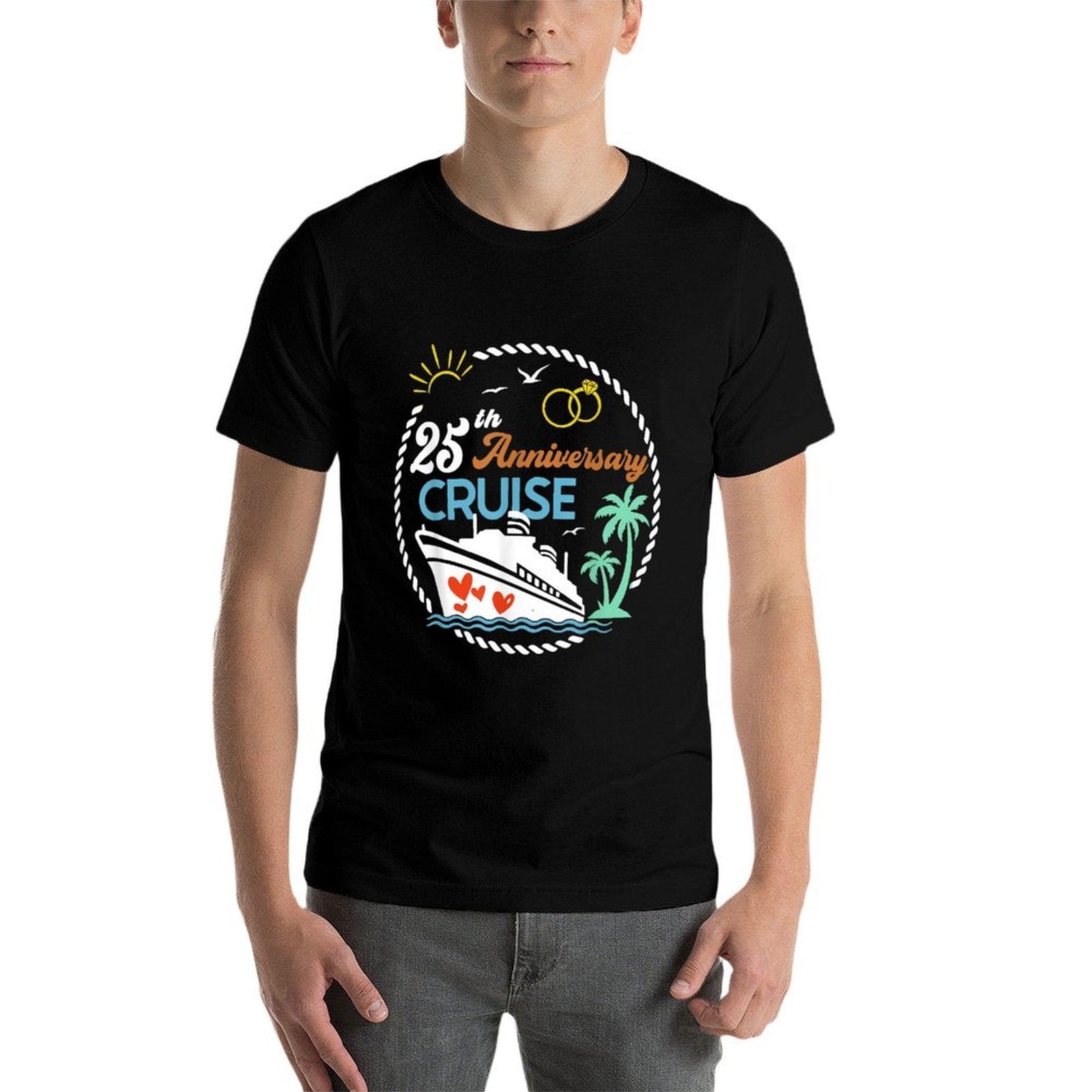 25th Anniversary Cruise Silver Wedding Cruise Vacation  Rolled Sleeves T-Shirt