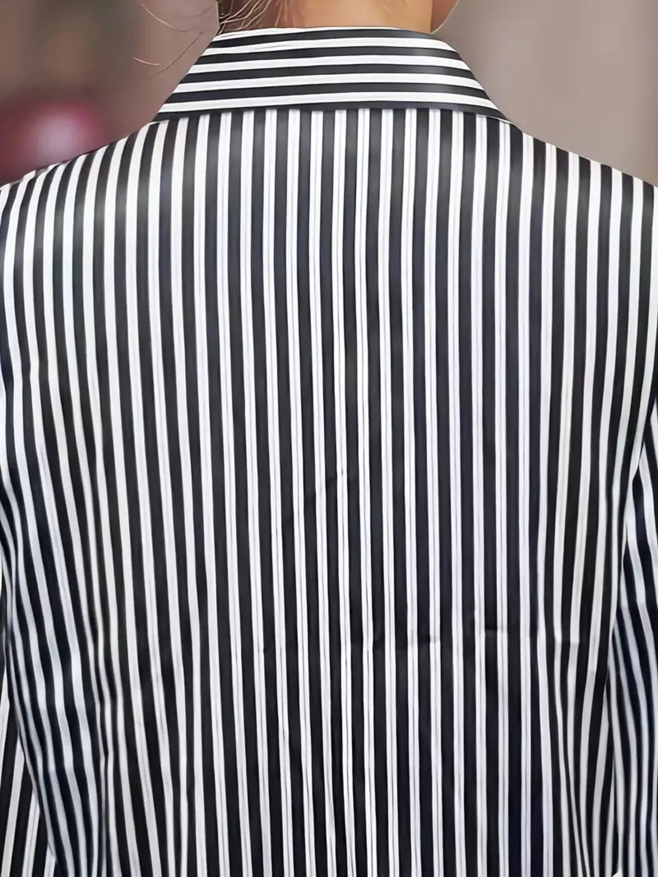 Women's Satin Striped Long Sleeve Button-Down Shirt
