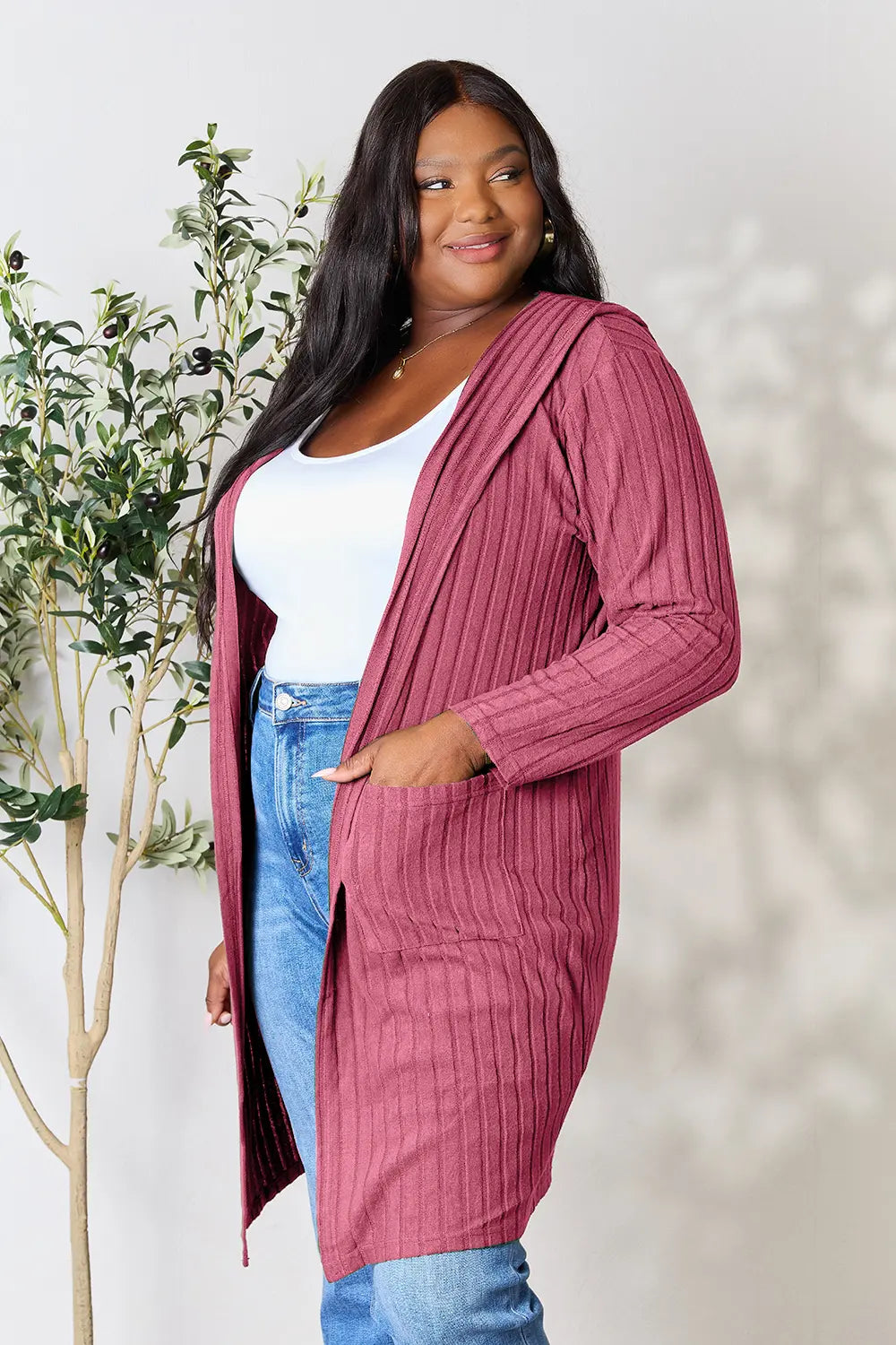 Basic Bae Full Size Hooded Cardigan