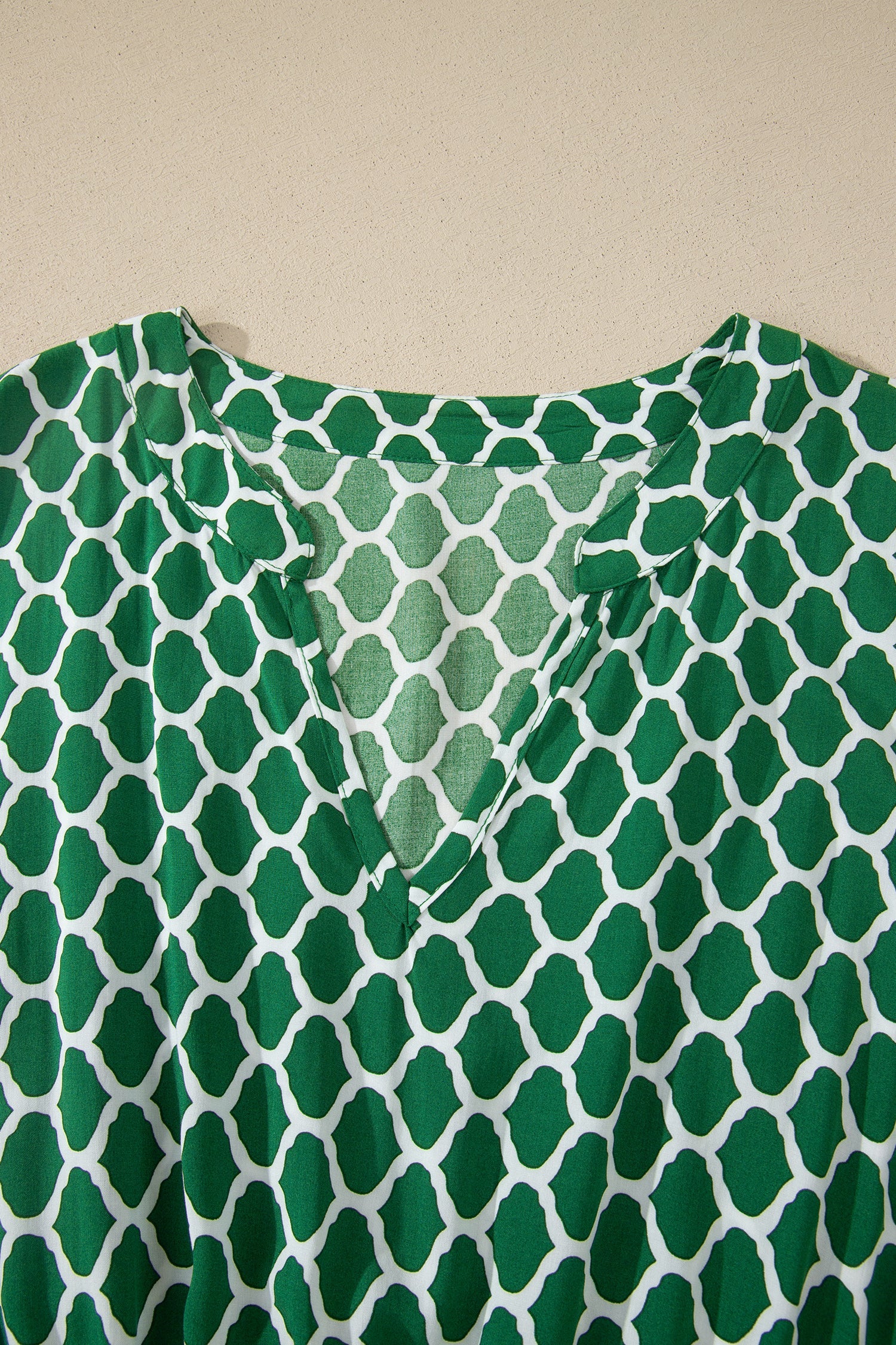 Green Plus Size Geometric Print Pocketed Ruffle Hem Casual Dress