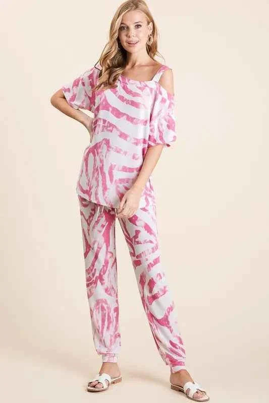 BiBi Zebra Print French Terry Stylish Two-Piece Set