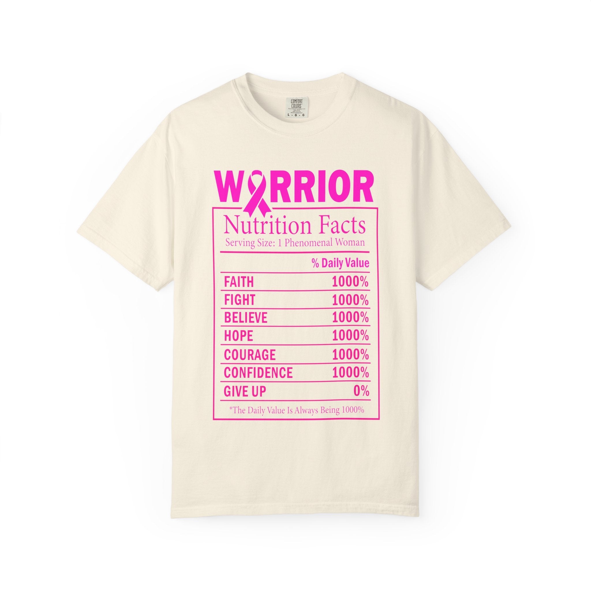 Warrior Nutrition Facts Breast Cancer Awareness Tee – Faith, Hope & Courage Edition