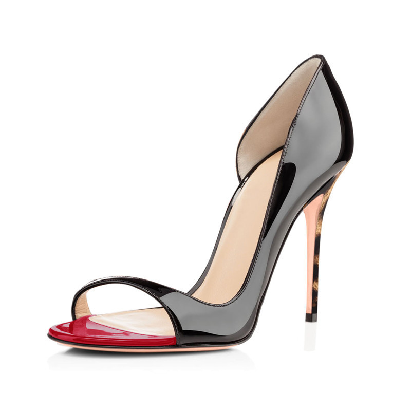 Pure Color Gradient Patent Leather Stiletto Shoes
