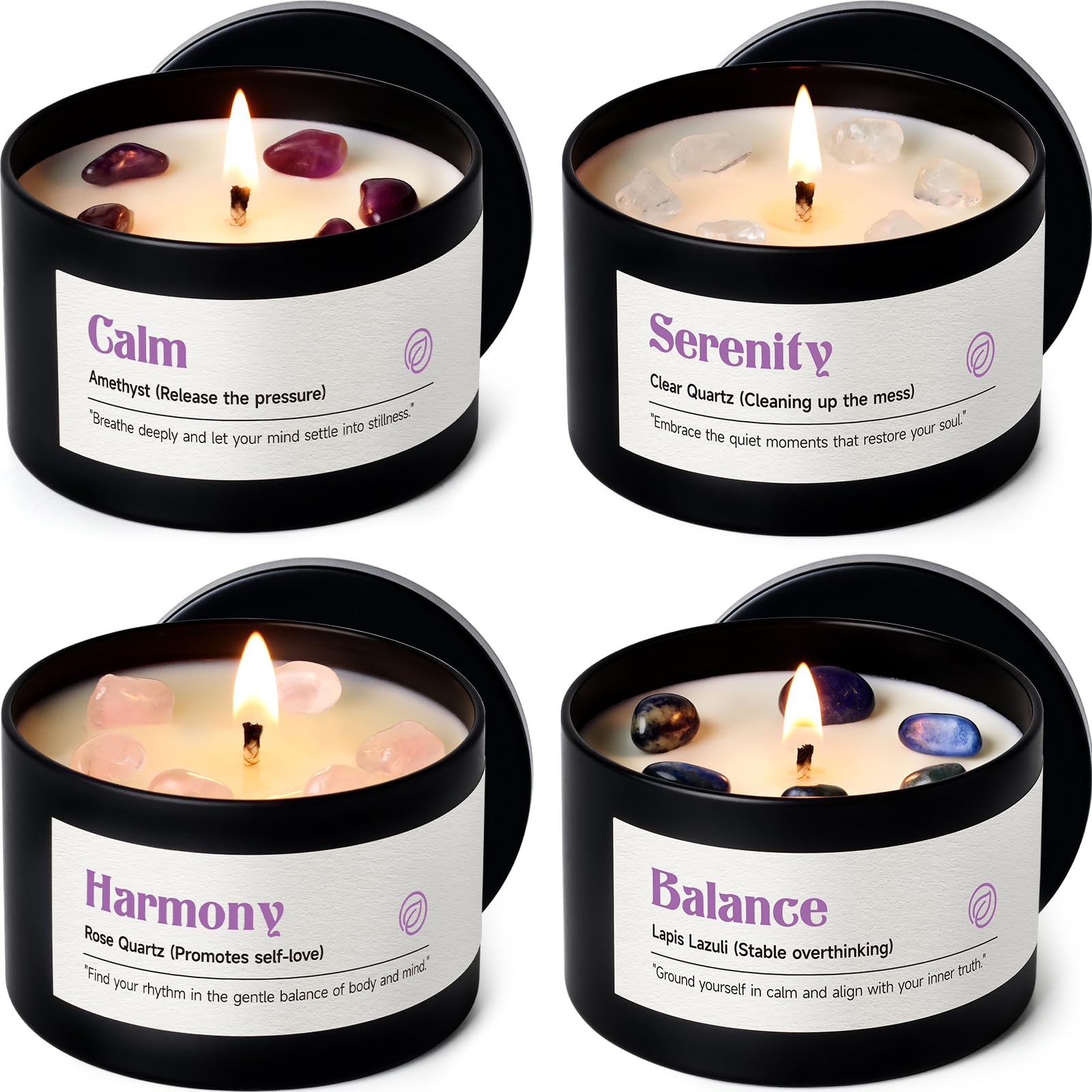 AOOVOO Crystal Candles Set for Women - 4 Pack 26 oz Soy Wax Candles for Home Scented, 200 Hour Long Lasting Candle