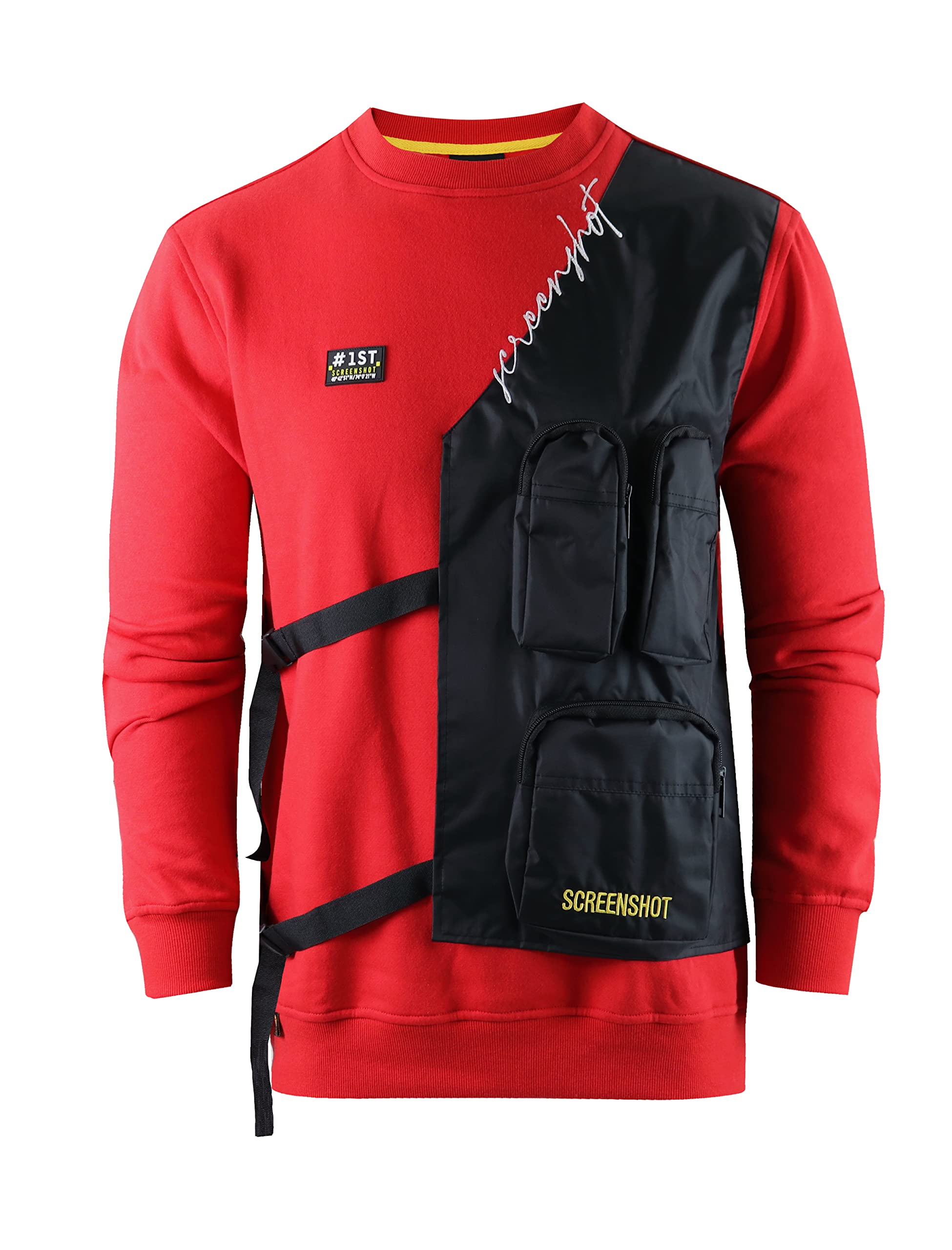 SCREENSHOT Mens Urban NYC Graffiti Hip Hop Fleece Pullover Active Fashion Crew Neck Sweatshirt Top