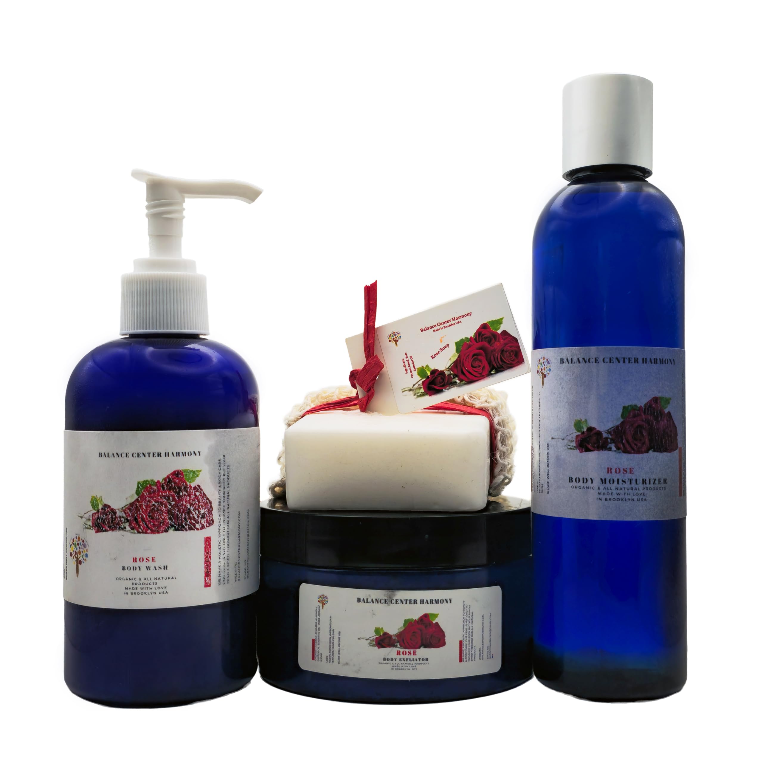 Balance Center Harmony All-Natural Body Care Set – Premium Spa Gift Set for Men & Women – Includes Moisturizer, Exfoliating Scrub, Body Wash & Soap – Organic Self-Care Kit