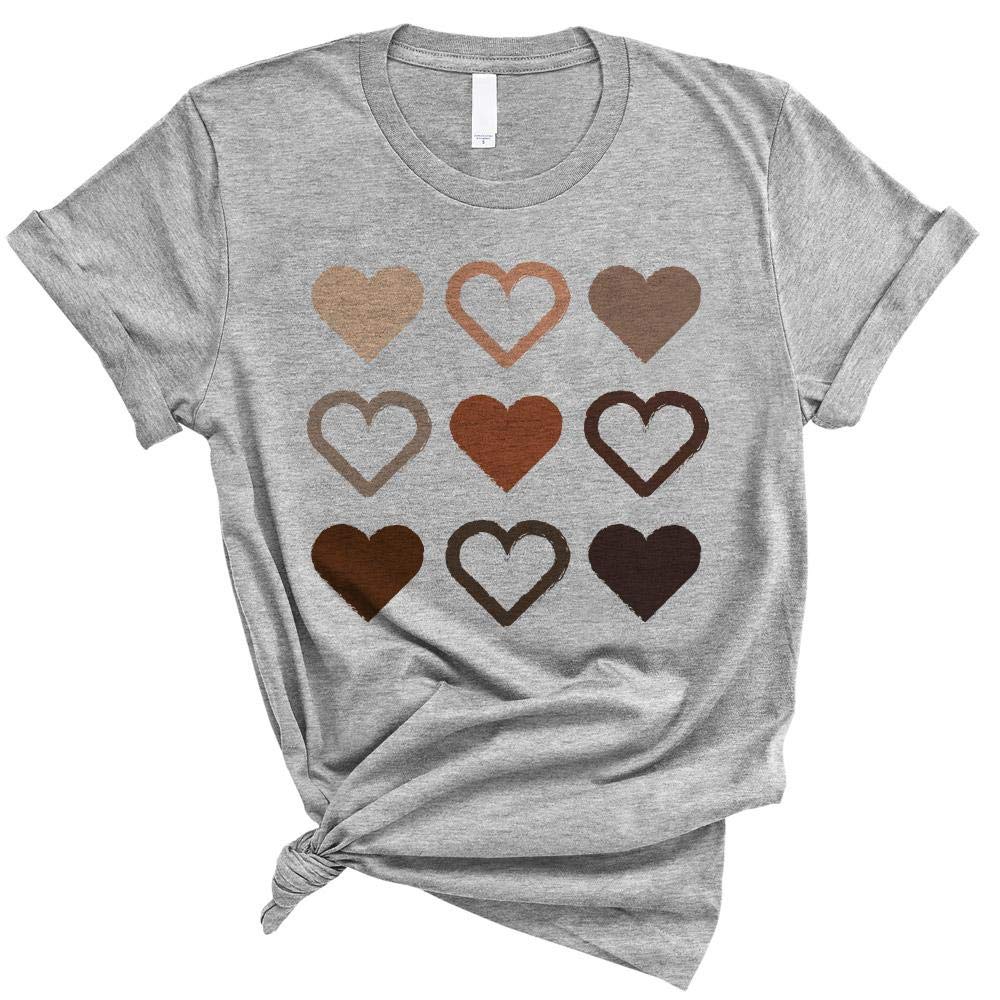 Skin Tone Hearts Equality Shirt Unisex Medium Grey