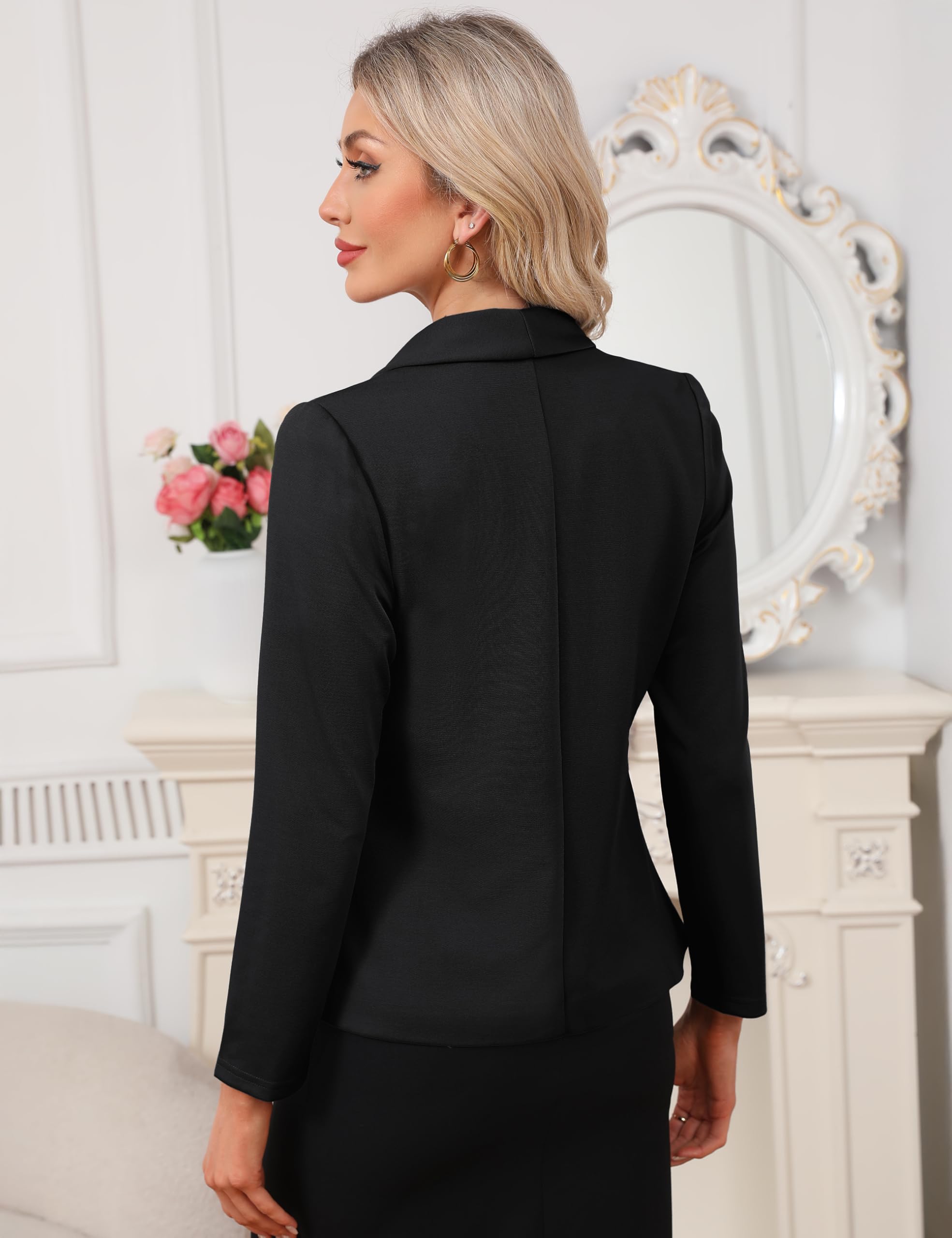 Tralilbee Women's Blazers Long Sleeve Open Front Work Office Suit Jackets Blazer S-XL