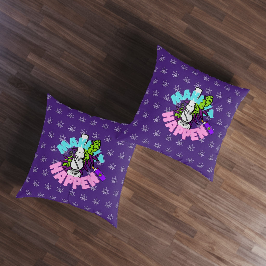 Make It Happen Cannabis Tufted Floor Pillow, Square